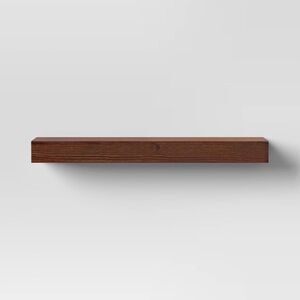 24" Floating Dark Wood Wall Shelf Walnut Brown Threshold Open Shelving Decor
